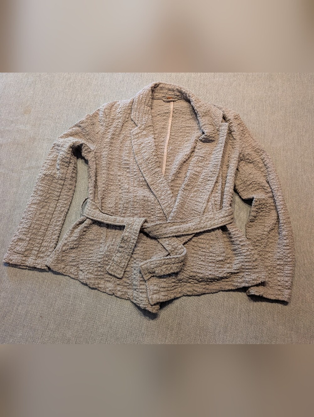 Free People Textured Shawl Collar Belted Jacket - Taupe No Size Tags Small?